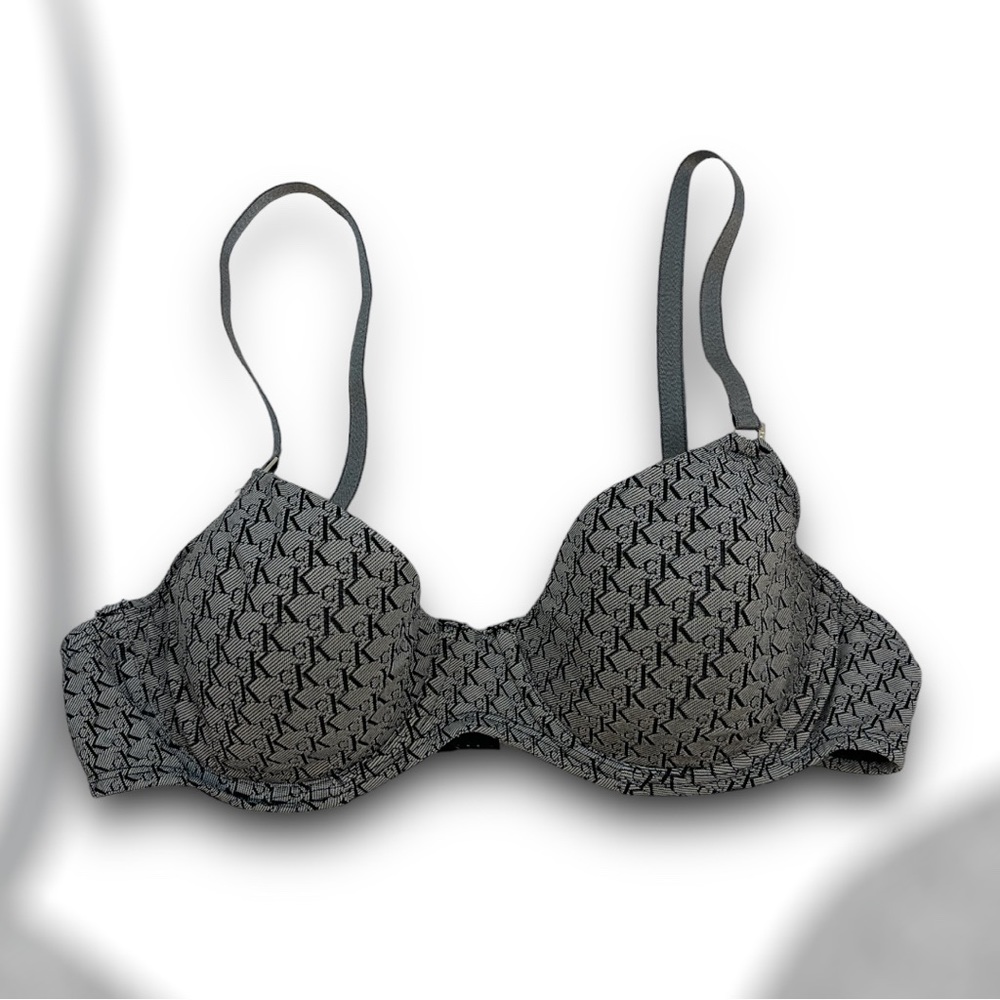 True Vintage Deadstock Calvin Klein CK Monogram Bra Gray Mono
